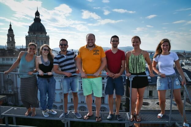 Kinsta team on the office roof